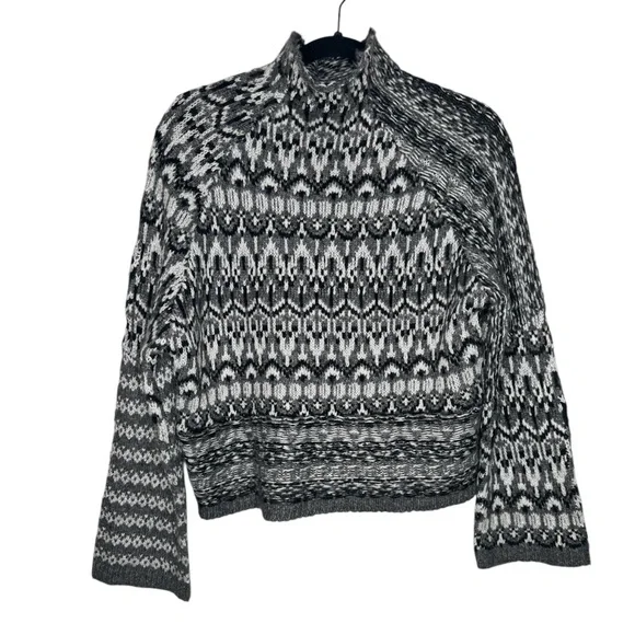 Steve Madden women's S Indie fair isle boxy sweater western boho academia - Picture 3 of 8